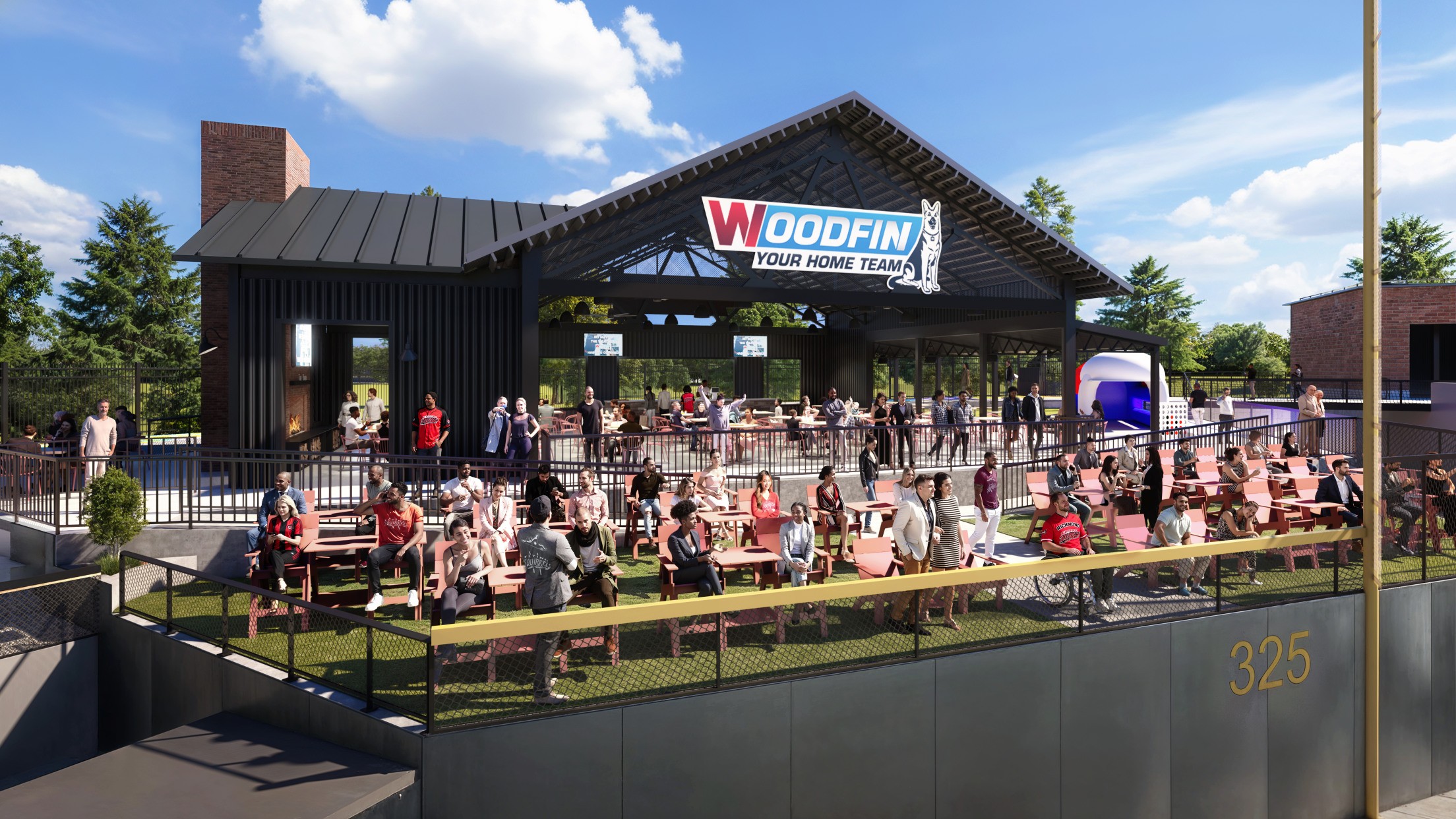 Rendering of the Woodfin Yard at CarMax Park