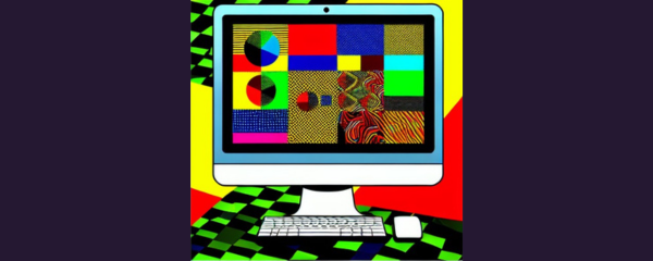 Cartoon-like image of a computer